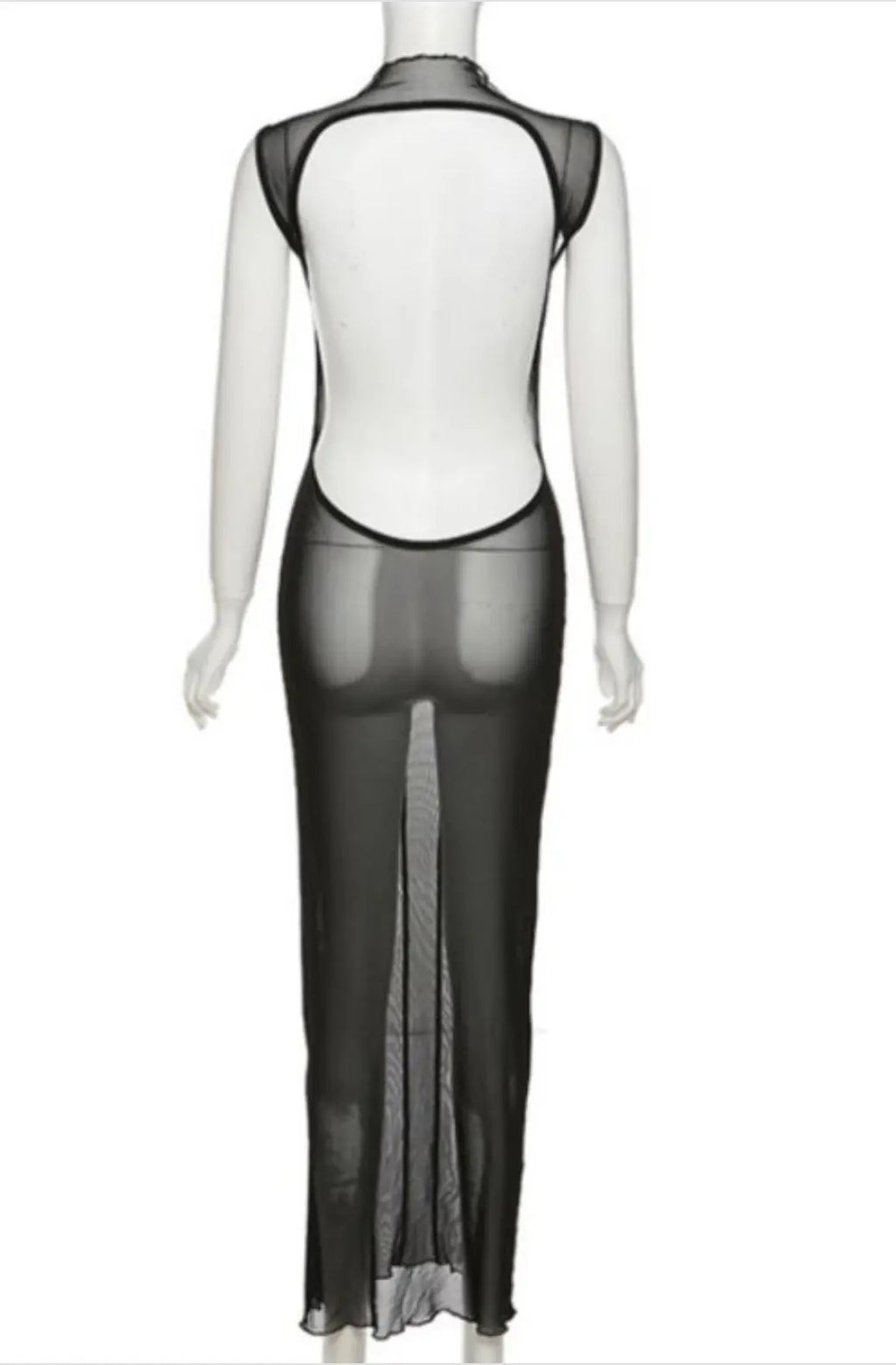 BALI High Neck Backless Mesh Dress