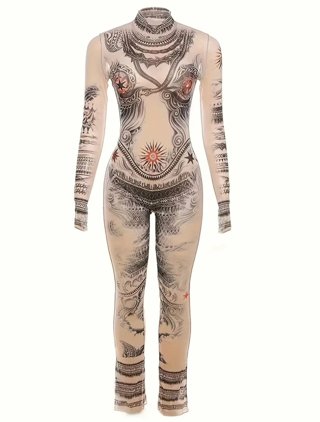 MELROSE Printed Lip Design Flare Leg Jumpsuit