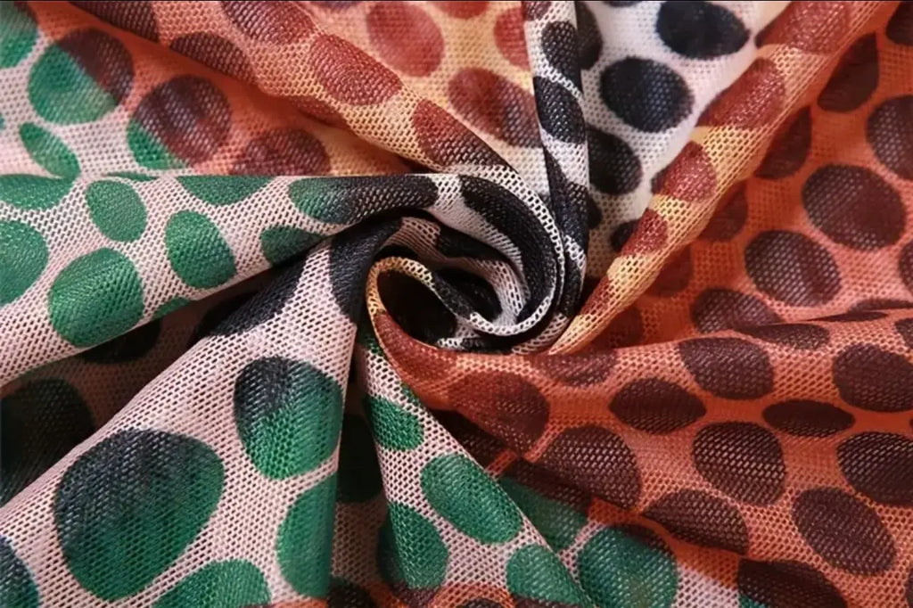 SAFARI Mesh Print Bodycon Set - Mini Skirt And Top