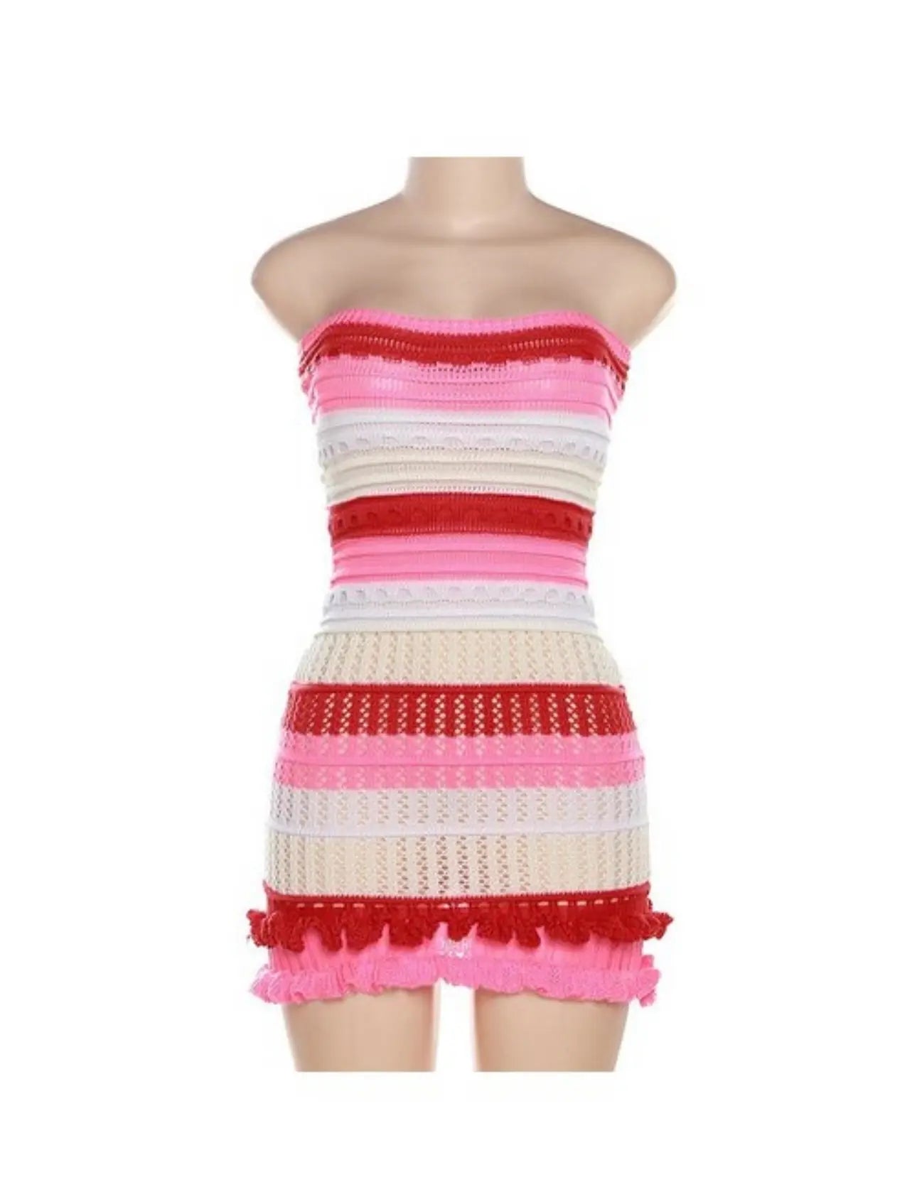 SCOTLYND Bandeau Back-lace Knit Dress