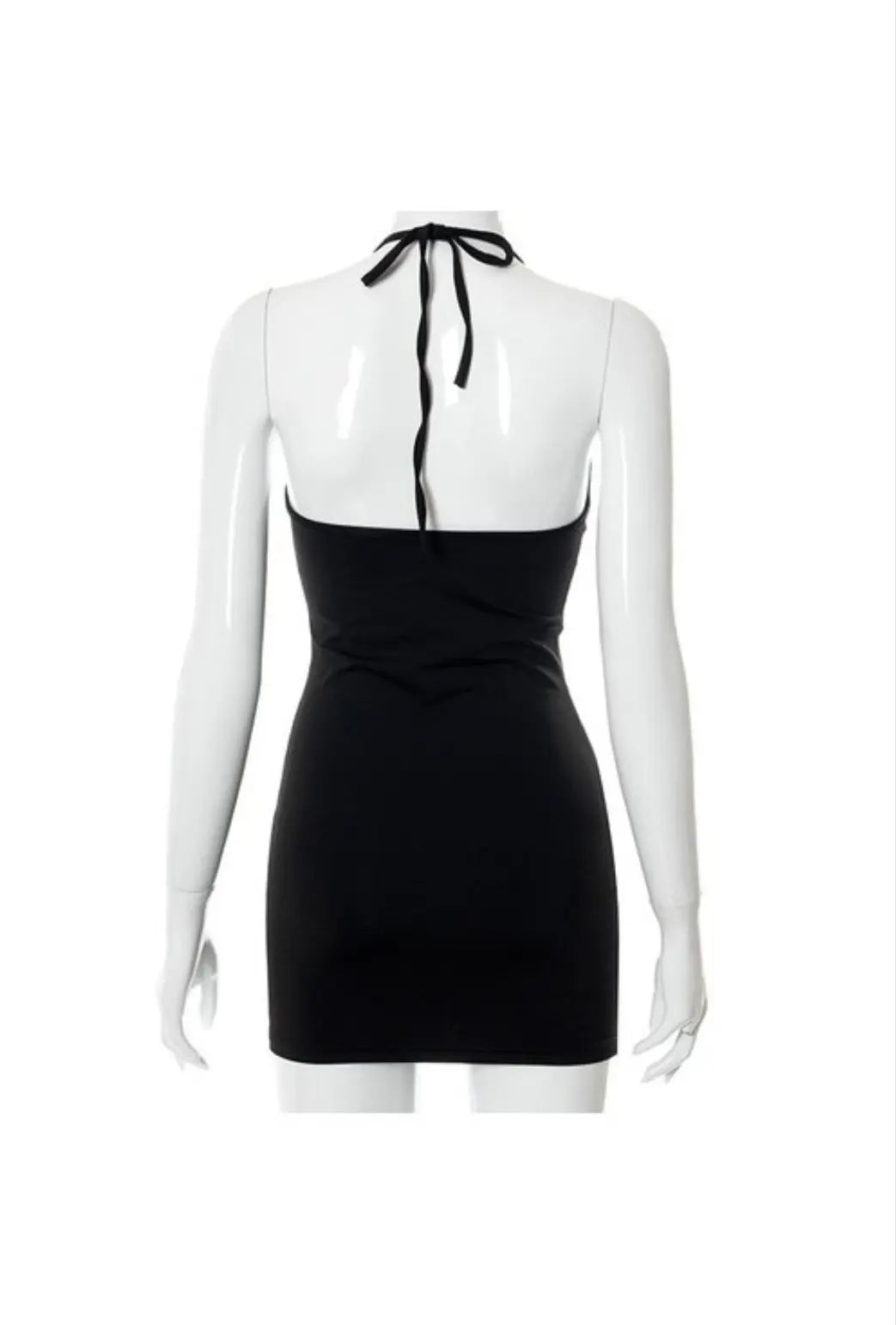 MONAE Black Mini Cut-Out Collarless Dress