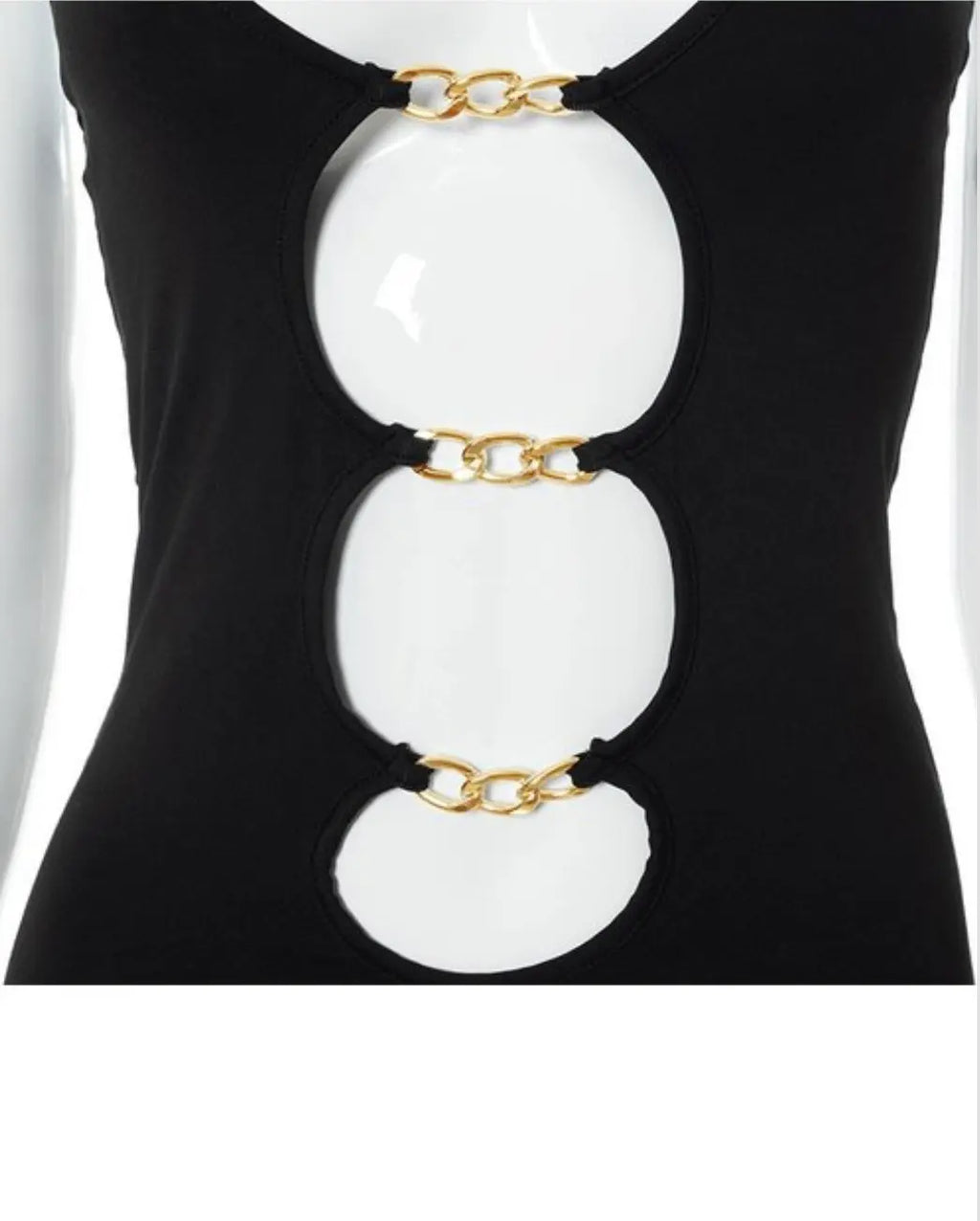MONAE Black Mini Cut-Out Collarless Dress