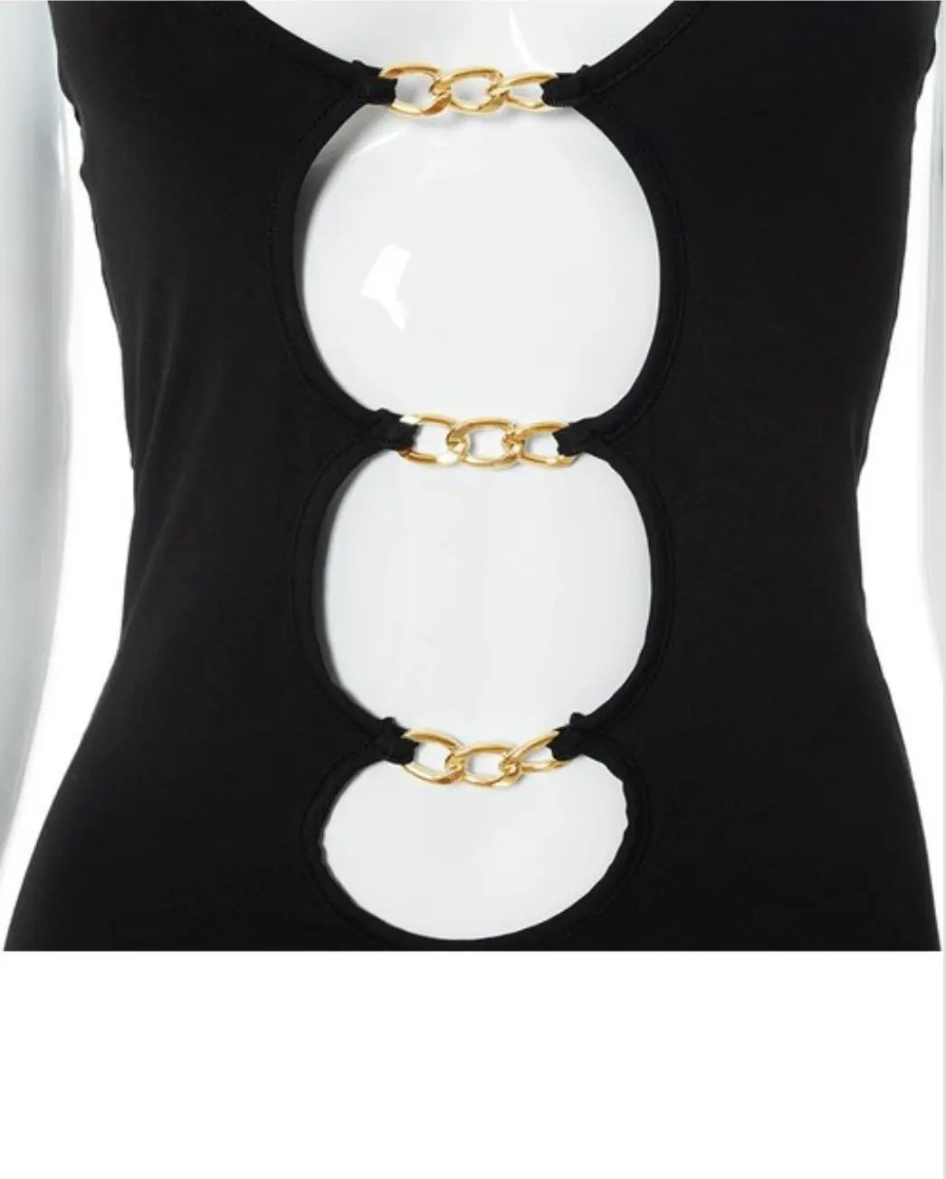 MONAE Black Mini Cut-Out Collarless Dress