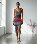 CHERRY BLOSSOM Hanging Neck Cross Back Mini Dress