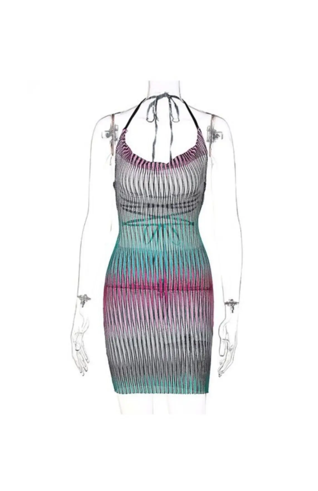 GALAXY Hanging Neck Cross Back Mini Dress