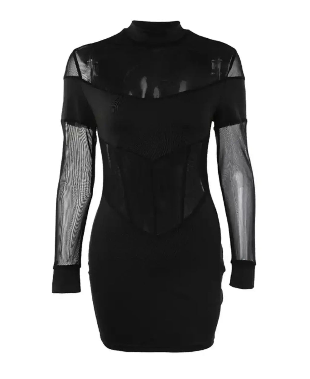 HARLOW Patchwork Sheer Mesh Bodycon Dress