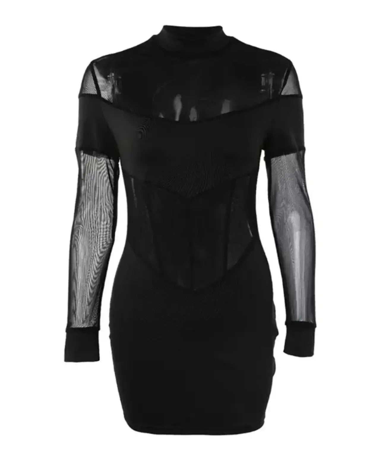 HARLOW Patchwork Sheer Mesh Bodycon Dress