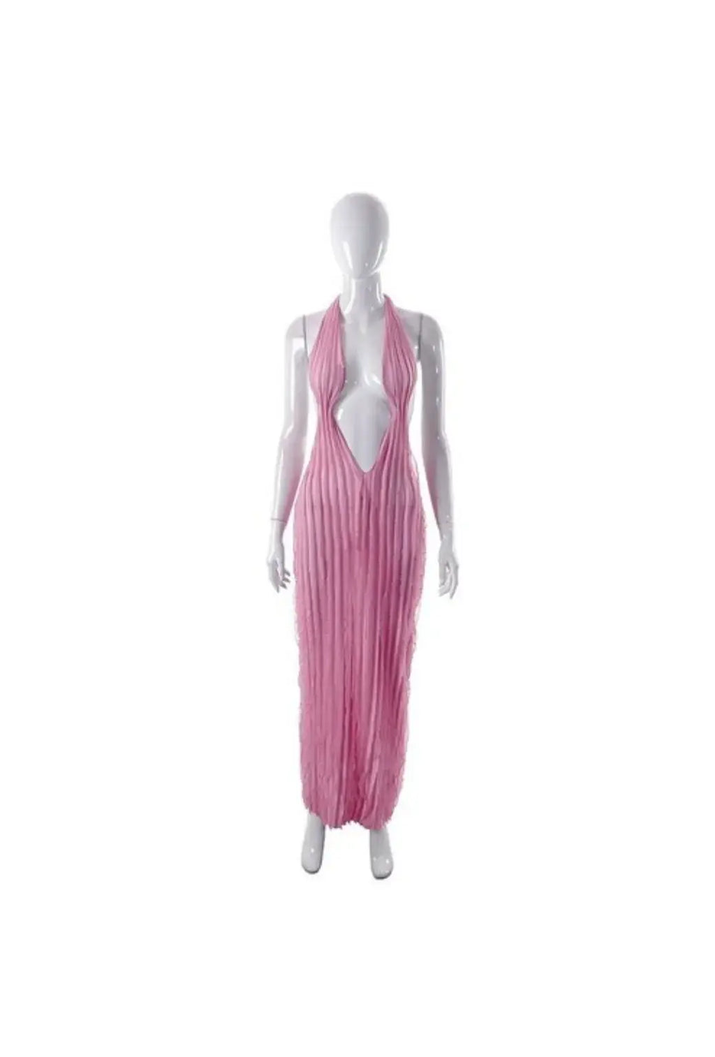 LEYLAH Wavy Bodycon Hanging Neck Dress