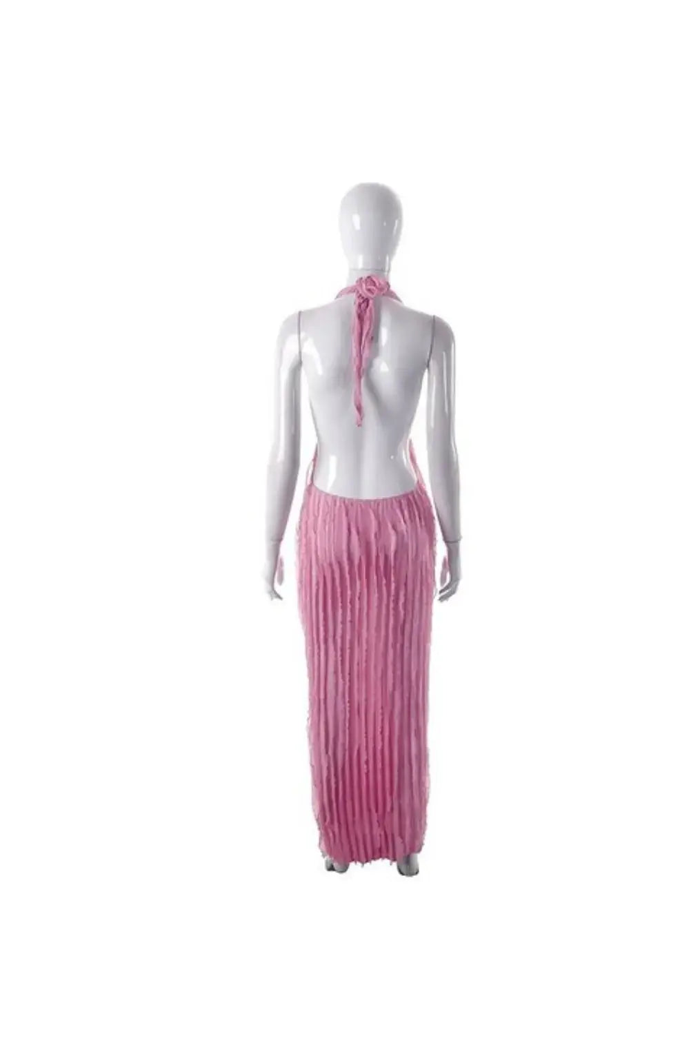 MULAN Wavy Pattern Ruched Halter Neck Bandeau Dress