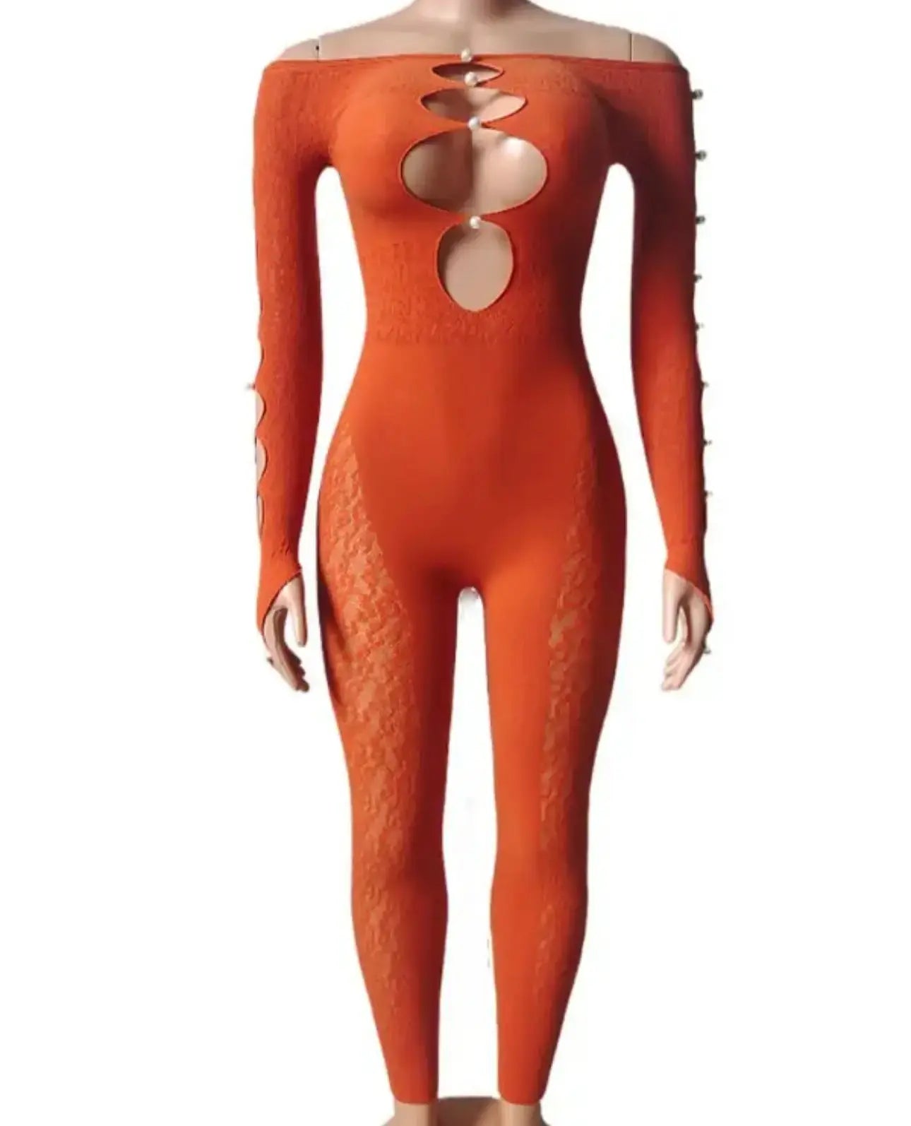 PASSIONFRUIT Cutout Pattern Bodystocking Jumpsuit