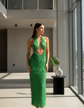 JAYDE Hollow Hanging Ruched Pattern Bandeau Dress