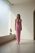 LEYLAH Wavy Bodycon Hanging Neck Dress