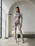 MELROSE Printed Lip Design Flare Leg Jumpsuit