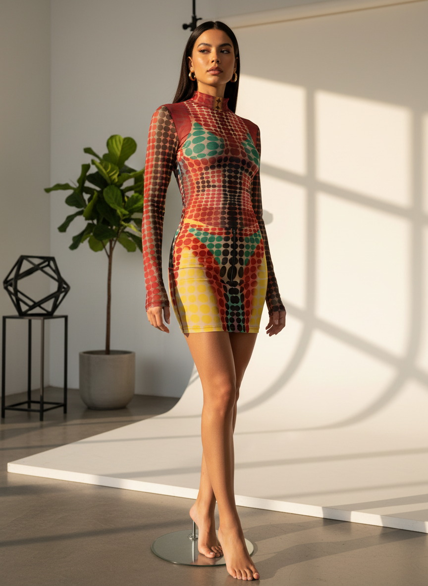 SAFARI Mesh Print Bodycon Set