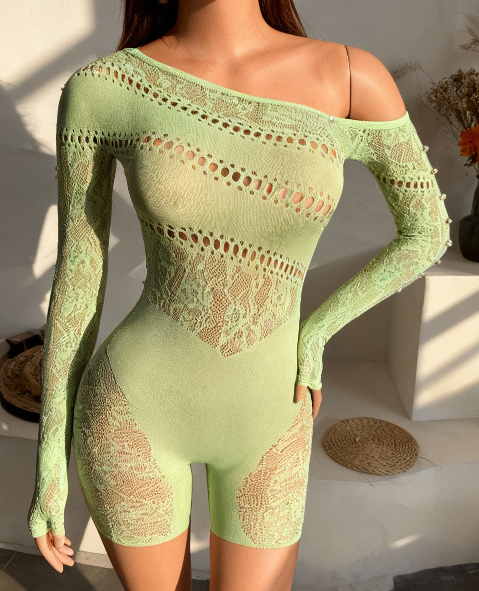 XENA Abstract Pattern Bodystocking Romper